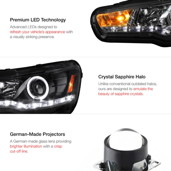 2008-2017 Mitsubishi Lancer Smoked Headlight