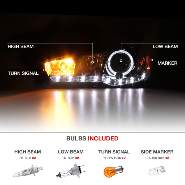 2008-2017 Mitsubishi Lancer Smoked Headlight