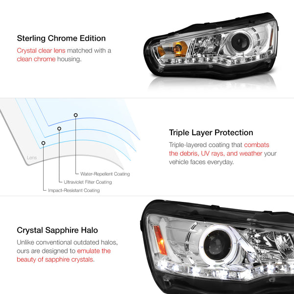 2008-2017 Mitsubishi Lancer Chrome Headlight