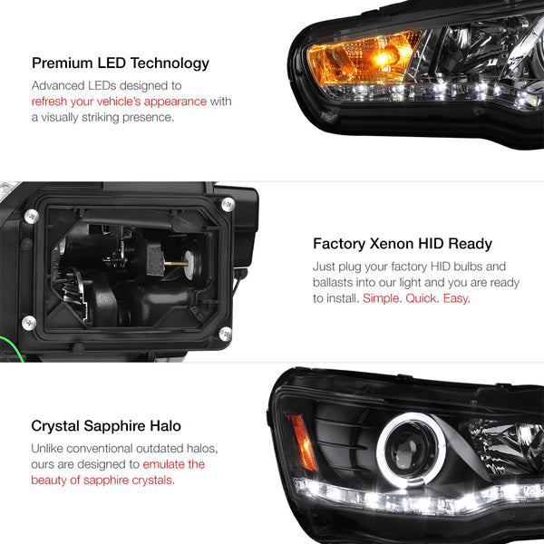 2008-2017 Mitsubishi Lancer Smoked Headlight