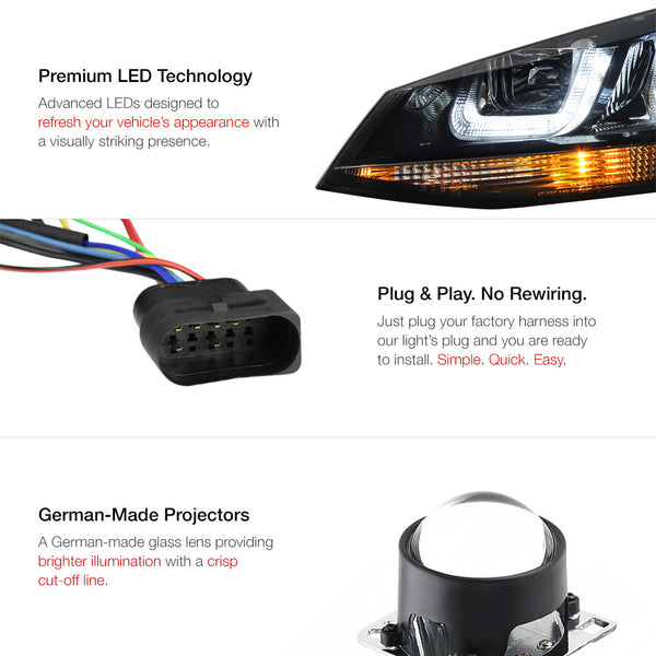 2015-2017 Volkswagen Golf Smoked Headlight