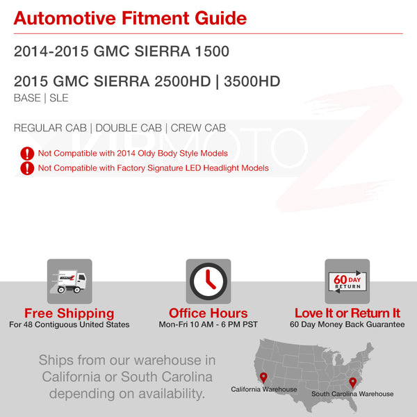 2014-2015 GMC Sierra 1500 Sinister Black Headlight