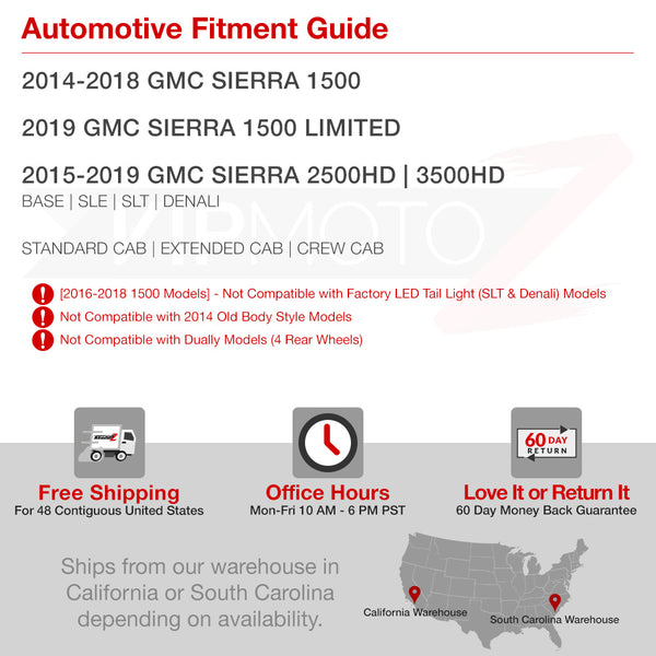 2014-2015 GMC Sierra 1500 Red Tail Light