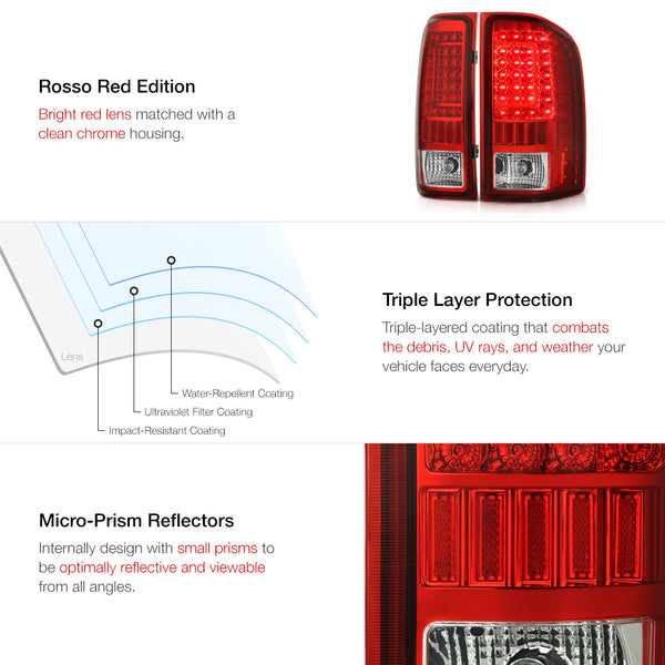 2007-2013 Chevrolet Silverado 1500 | 2500HD | 3500HD Rosso Red Tail Light