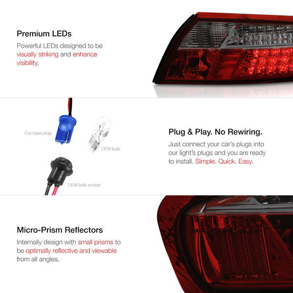 1999-2004 Porsche 996-Series 911 Carrera Rosso Burgundy Tail Light