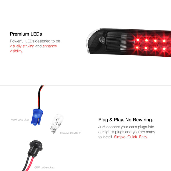 2002-2008 Dodge RAM 1500 Black Third Brake Light