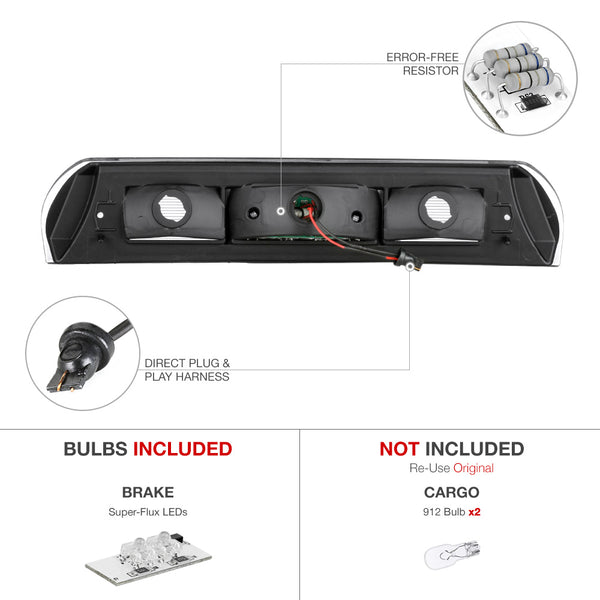 2002-2008 Dodge RAM 1500 Black Third Brake Light