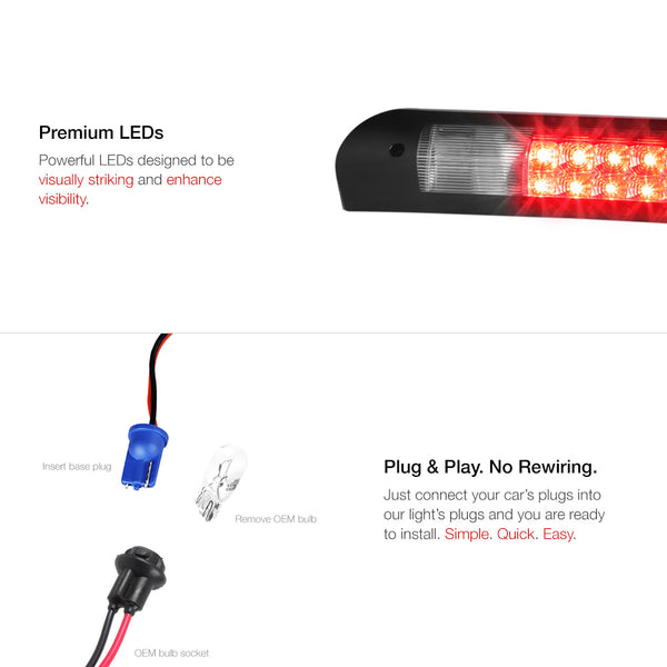 2002-2008 Dodge RAM 1500 Black Third Brake Light