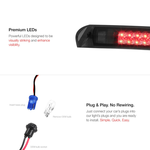 2002-2008 Dodge RAM 1500 Black Third Brake Light