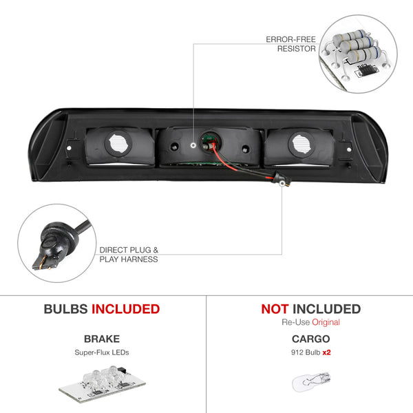 2002-2008 Dodge RAM 1500 Black Third Brake Light