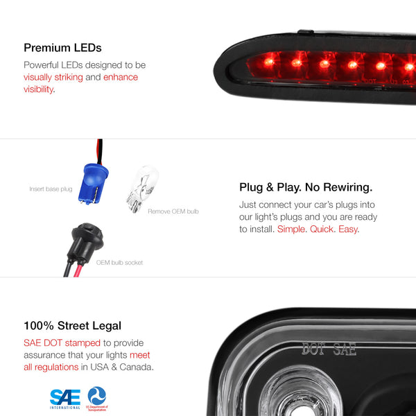 1994-1998 Ford Mustang Black Third Brake Light