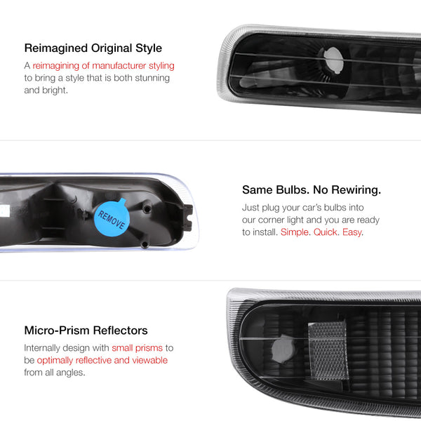 1999-2002 Chevrolet Silverado 1500 | 2500 | 3500 Black Corner Light