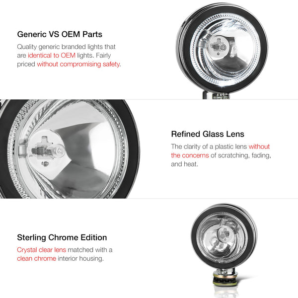Universal DIY Light Kit Chrome Fog Light