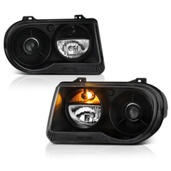 2005-2010 Chrysler 300C Black Headlight