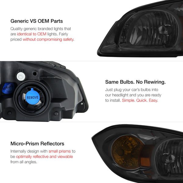 2005-2010 Chevrolet Cobalt Smoked Headlight
