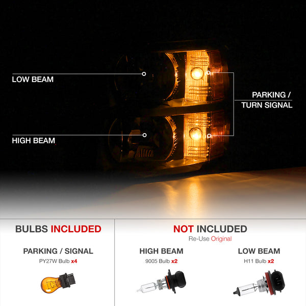 2007-2013 Chevrolet Silverado 1500 Black Headlight