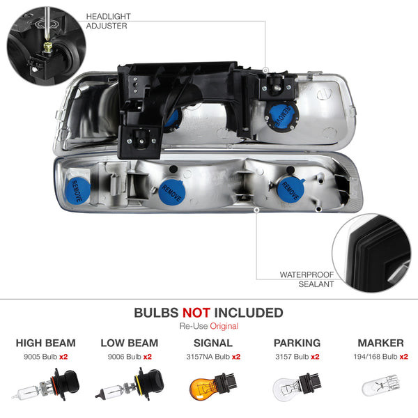 1999-2002 Chevrolet Silverado 1500 | 2500 | 3500 Chrome Headlight