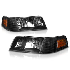 1998-2011 Ford Crown Victoria Black Headlight