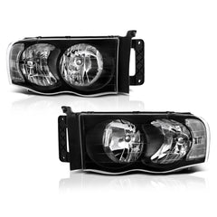 2002-2005 Dodge RAM 1500 Black Headlight