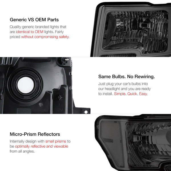 2009-2014 Ford F-150 Smoked Headlight