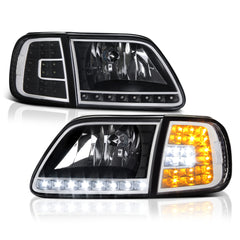 1997-2003 Ford F-150 Black Headlight