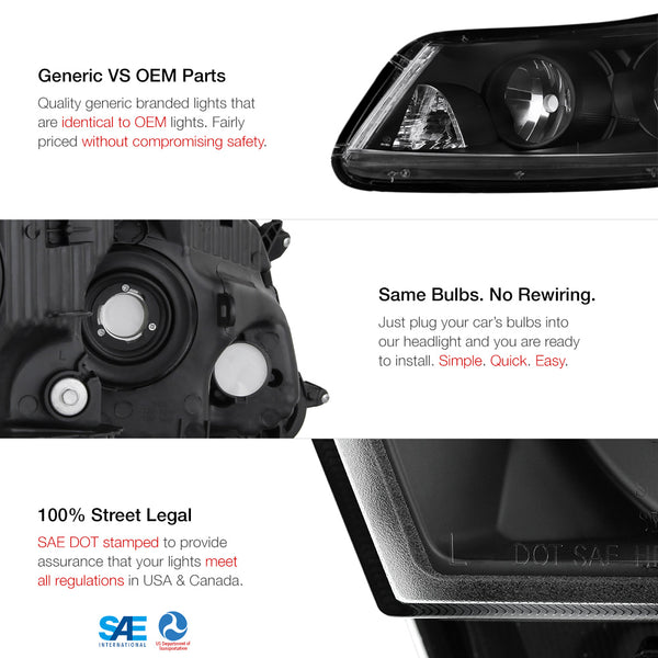 2008-2012 Honda Accord Black Headlight