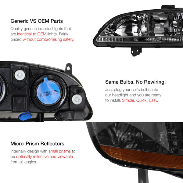 1998-2002 Honda Accord Smoked Headlight