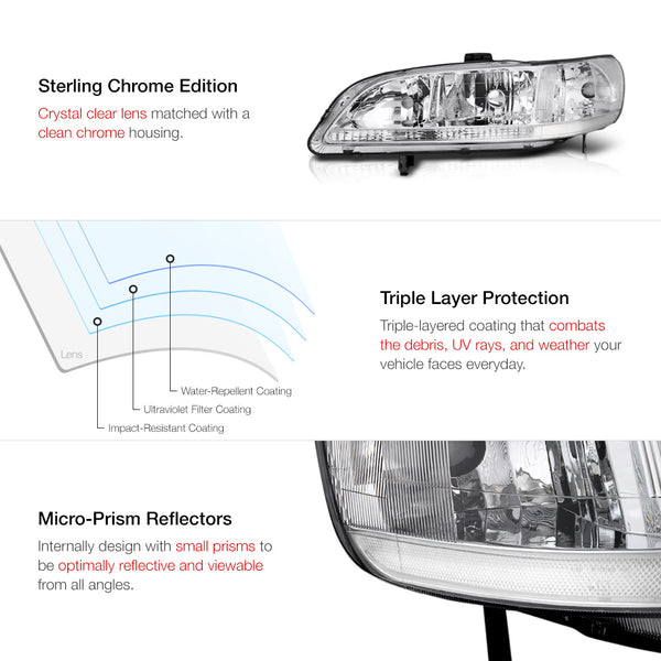1998-2002 Honda Accord Chrome Headlight