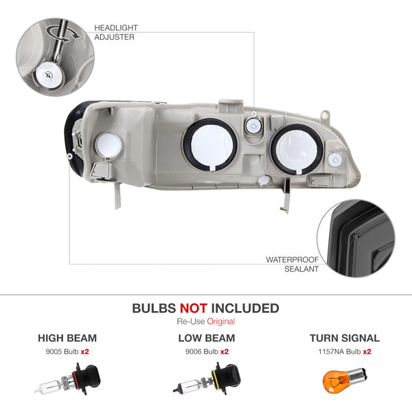 1998-2002 Honda Accord Smoked Headlight