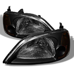 2001-2003 Honda Civic Black Headlight