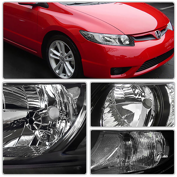 2006-2011 Honda Civic Black Headlight