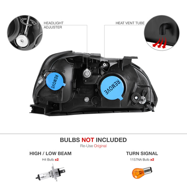 1999-2000 Honda Civic Smoked Headlight