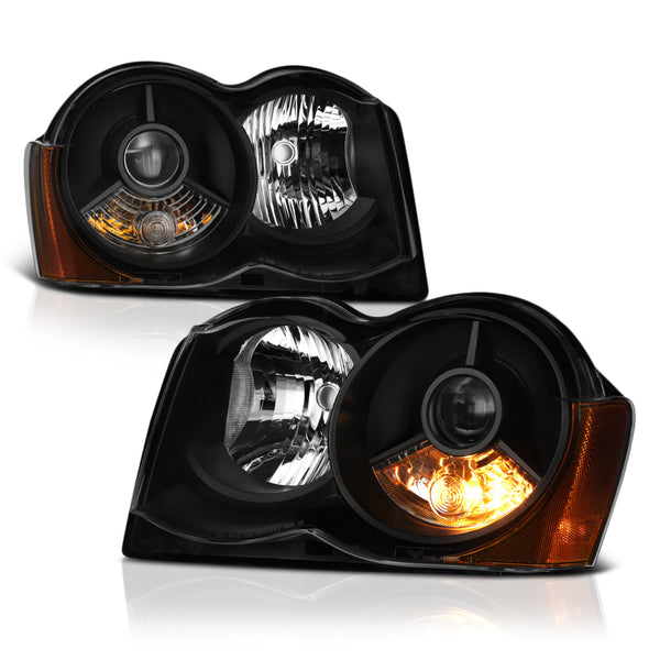 2008-2010 Jeep Grand Cherokee Black Headlight
