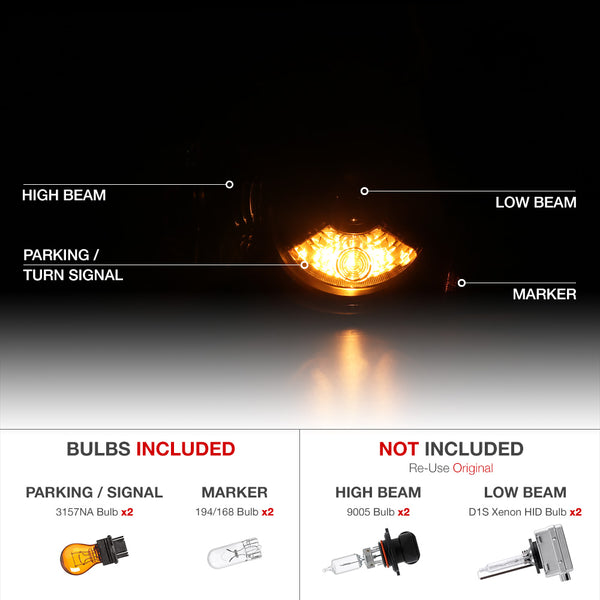 2008-2010 Jeep Grand Cherokee Black Headlight