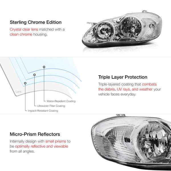 2003-2008 Toyota Corolla Chrome Headlight
