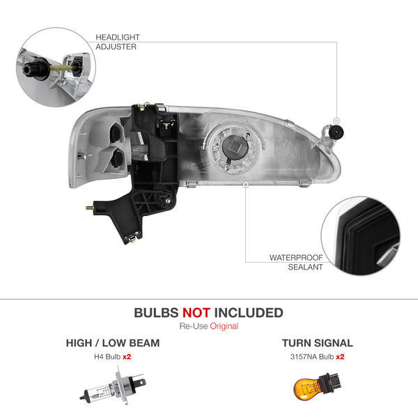 1998-2000 Toyota Corolla Black Headlight