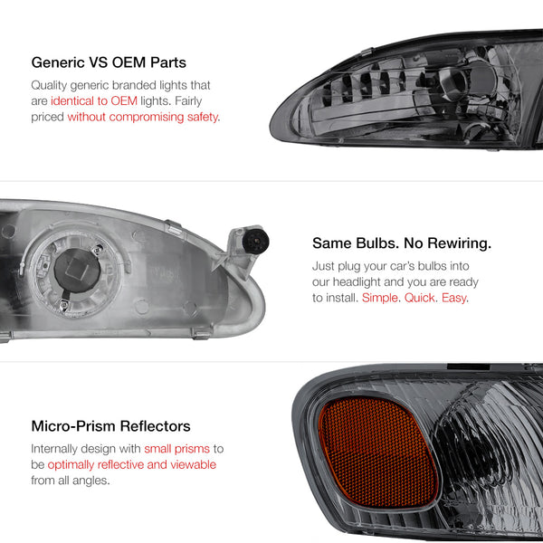 1998-2000 Toyota Corolla Smoked Headlight