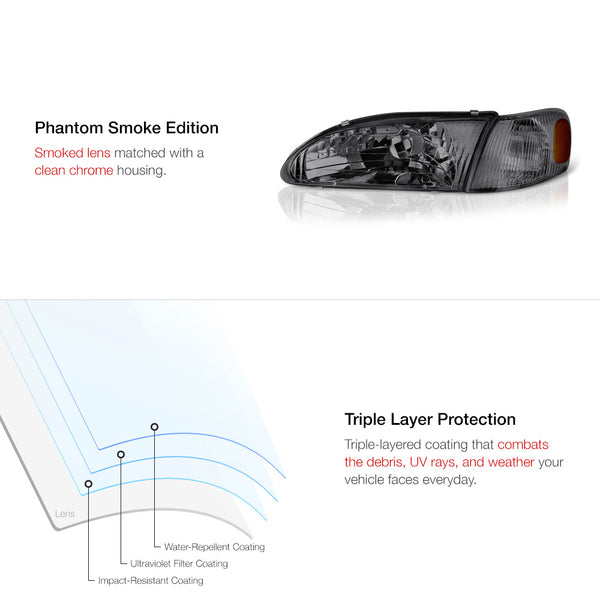 1998-2000 Toyota Corolla Smoked Headlight
