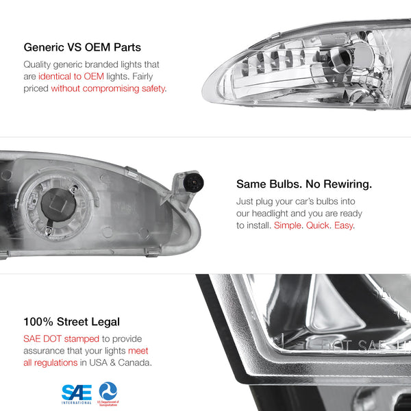 1998-2000 Toyota Corolla Chrome Headlight