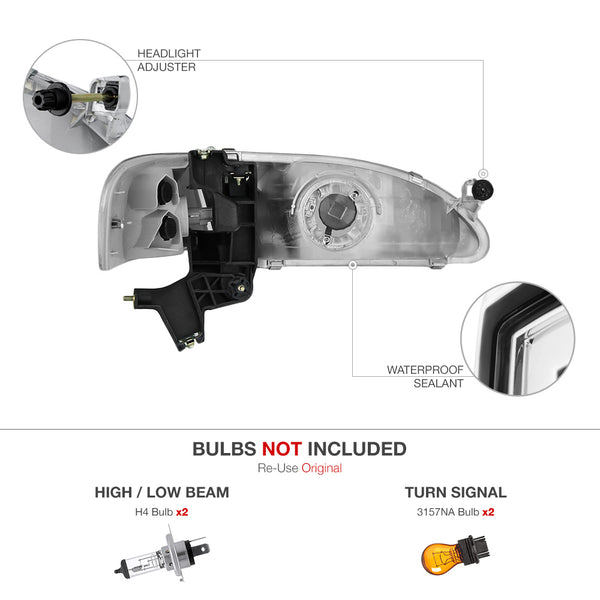 1998-2000 Toyota Corolla Chrome Headlight