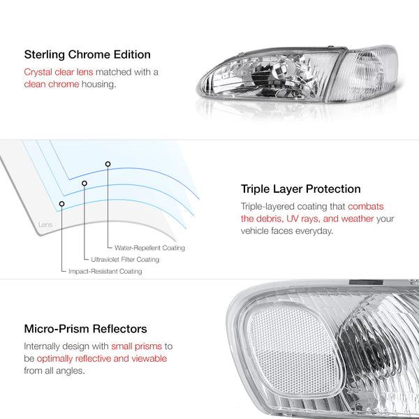 1998-2000 Toyota Corolla Chrome Headlight