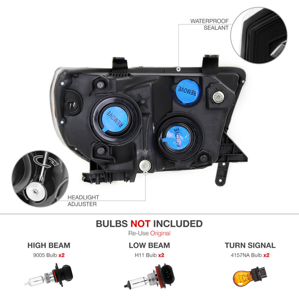 2007-2013 Toyota Tundra Black Headlight