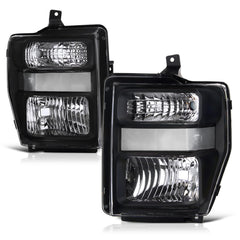2008-2010 Ford F-250 | F-350 | F-450 | F-550 Superduty Black Headlight