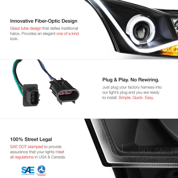 2010-2015 Chevrolet Cruze Black Headlight