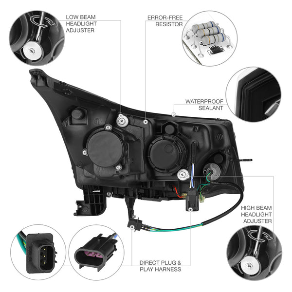 2010-2015 Chevrolet Cruze Black Headlight