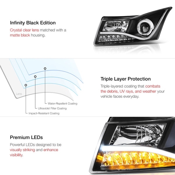 2010-2015 Chevrolet Cruze Black Headlight