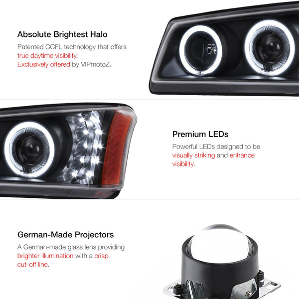 2003-2006 Chevrolet Silverado 1500 | 2500 | 3500 Black Headlight