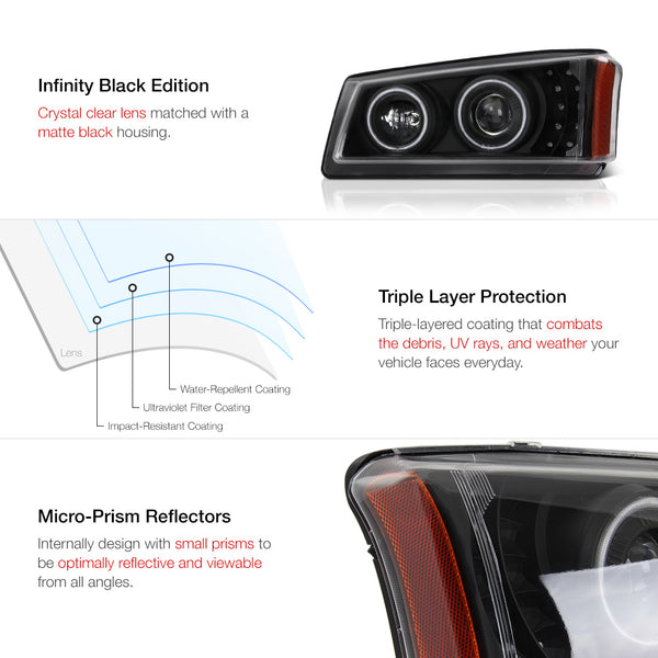 2003-2006 Chevrolet Silverado 1500 | 2500 | 3500 Black Headlight