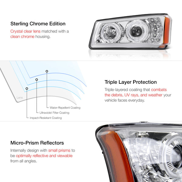 2003-2006 Chevrolet Silverado 1500 | 2500 | 3500 Chrome Headlight