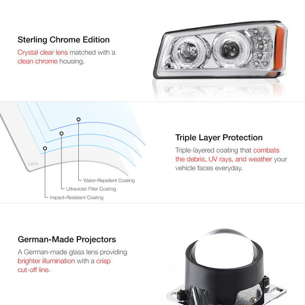 2003-2006 Chevrolet Silverado 1500 | 2500 | 3500 Chrome Headlight